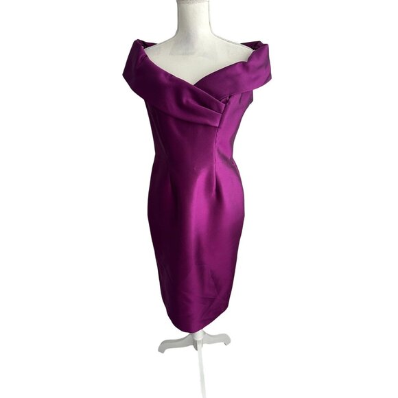 CATHERINE REGEHR Purple Off The Shoulder Cocktail Dress Size Medium - Picture 9 of 13